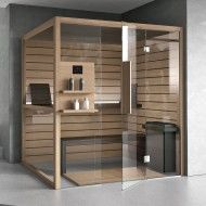 KALIKA Sauna 160X120XH.215 Angle / Wall CEDRO+FRASSINO  - Hafro - Geromin
