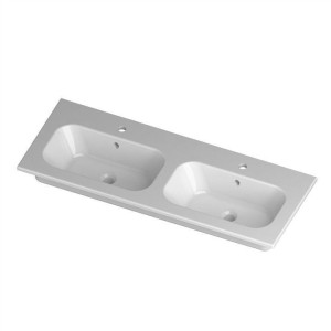CONSOLE QUBO 140 SQUARE DOUBLE BOWL Disegno Ceramica DISEGNO CERAMICA - 1