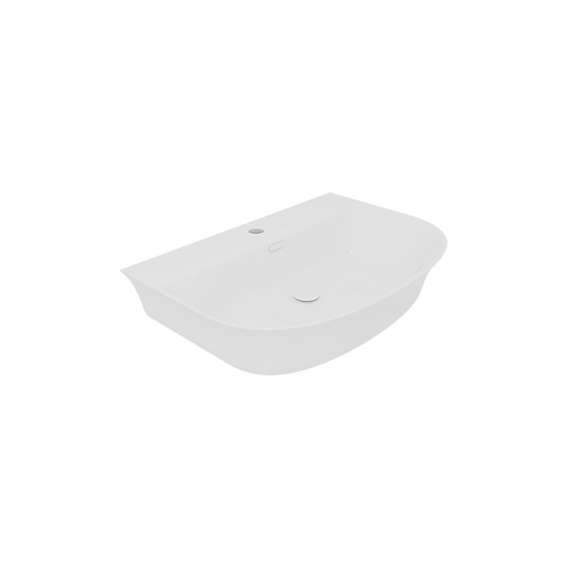 GSG FLUT Lavabo bordo fino 65x48 monoforo (senza foro, tre fori su  richiesta). Kit di fissaggio incluso