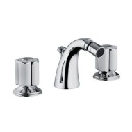 FLEUR BLANC Batterie Bidet 3 trous avec Bouche complete échappement 1.1/4" Chrome  Bongio 11503