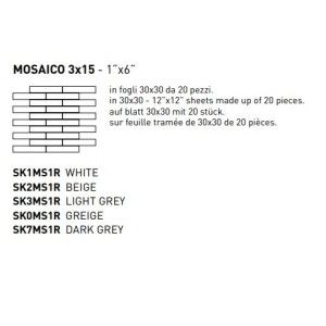 FLOW LIGHT GREY 3X15 MOSAICO 30X30 - COEM SK3MS1R COEM - 1