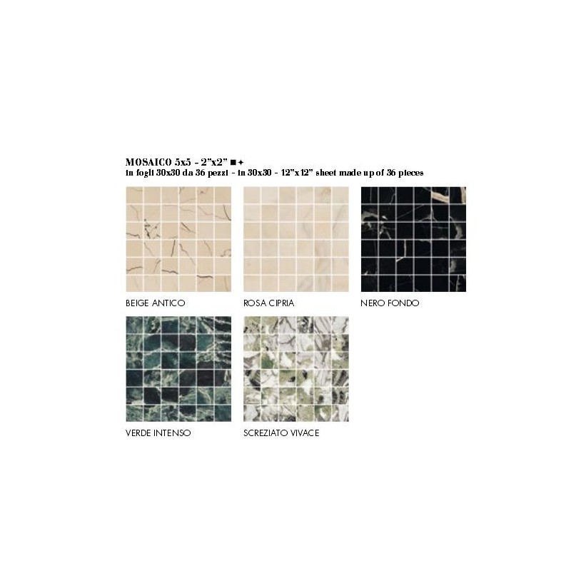 SOUND OF MARBLES VERDE INTENSO MOSAICO 5X5 RETTIFICATO  - FIORANESE CERAMICHE M48MS5R FIORANESE CERAMICHE - 1