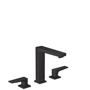 Metropol - Melangeur de lavabo 3 trous  160 poignee manette avec bonde Push-Open- noir matt HANSGROHE  32515670 HANSGROHE - 1