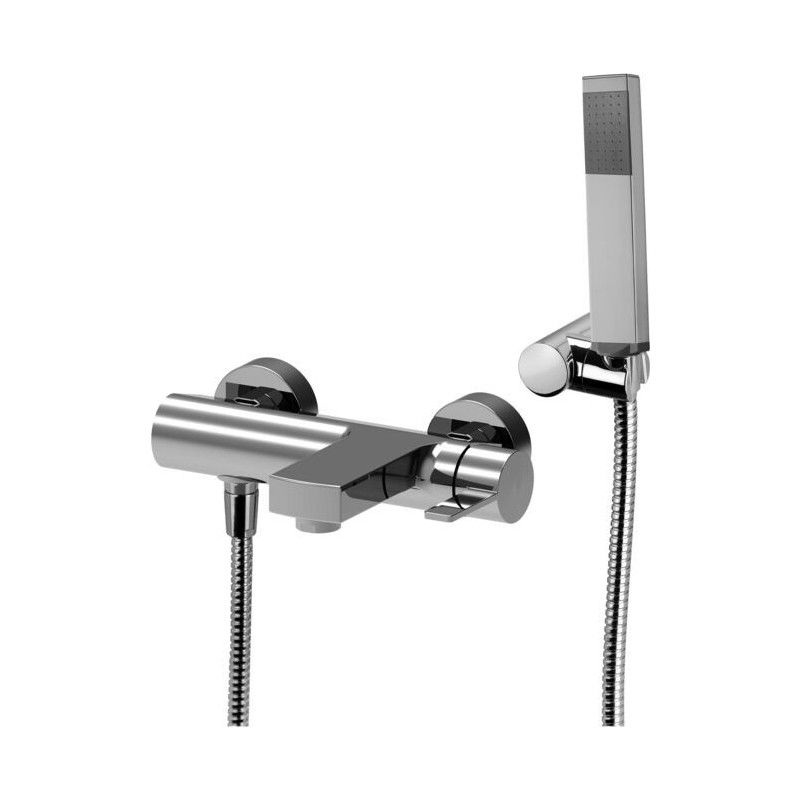 Rock Bath Shower Mixer with diverter with ABS joint wall bracket with hand shower and flexible hose Paffoni RO 023CR RUBINETTERI