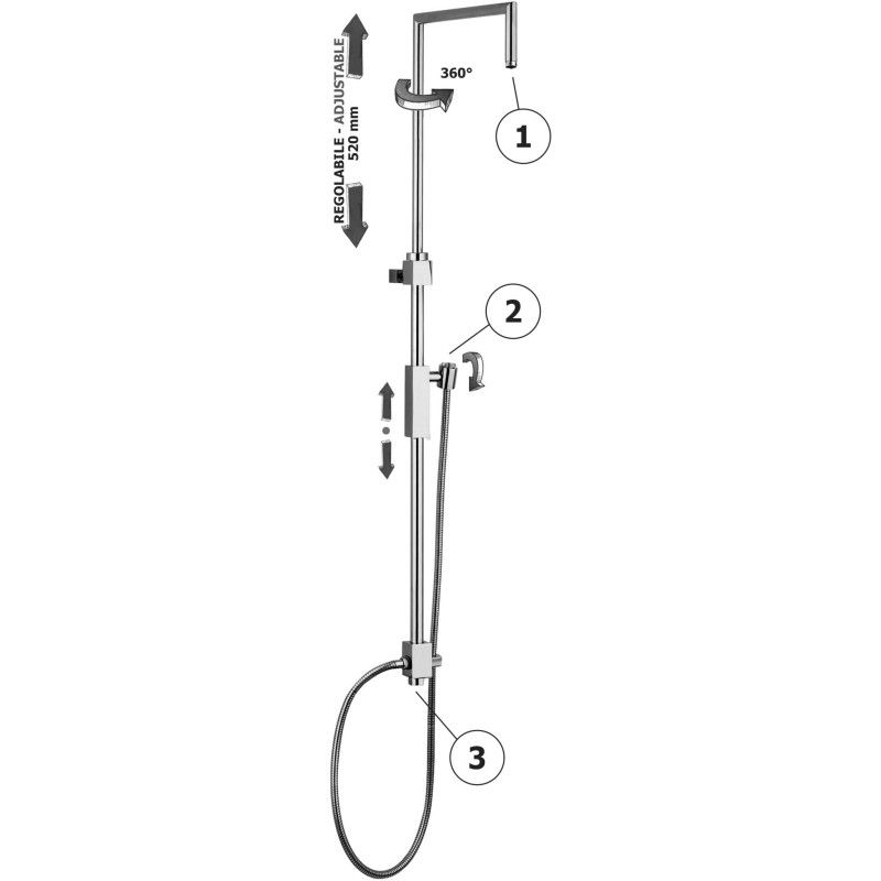 Colonnes de douche réglables SYNCRO  Cromo -  Paffoni ZCOL 615 RUBINETTERIA PAFFONI - 1