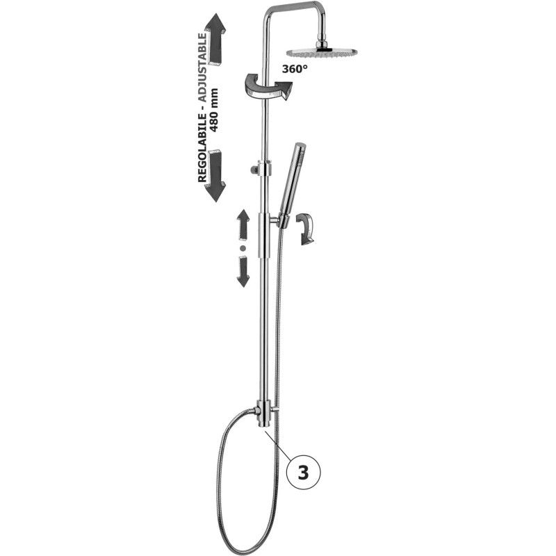 Verstellbare Duschsäulen MASTER PLUS Cromo -  Paffoni ZCOL 611 RUBINETTERIA PAFFONI - 1