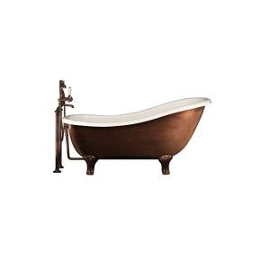 Regina Copper Effect Baignoire en fonte sans les trous 163,5LxH79,4xD79 avec les pieds Decò DEVON&DEVON - 1