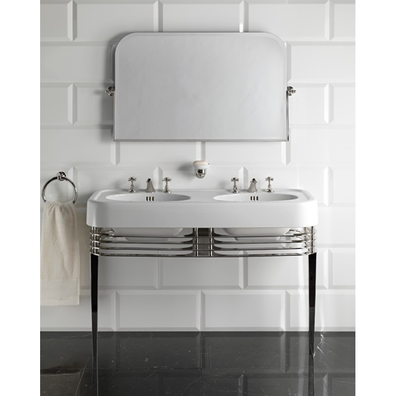 Wide Blues Console for double Basin Wide Blues L124,5xH87,5xD56,5 with legs finish in Chrome DEVON&DEVON - 1