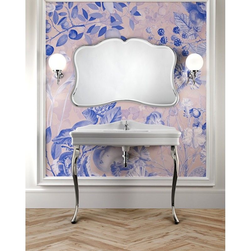 Colette Console with Top in White Ceramic and metallic Legs Chrome L109xH95xD57 DEVON&DEVON - 1