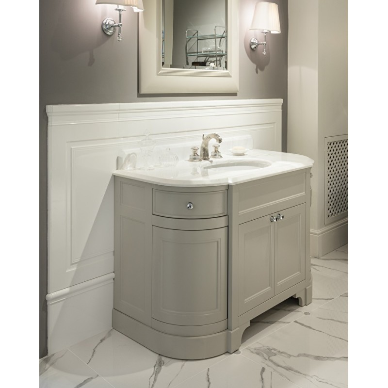 Season Vanity Unit With Top in White Afyon Marbre L128,5xH94xD61,2 with lacquer Warm Grey DEVON&DEVON - 1