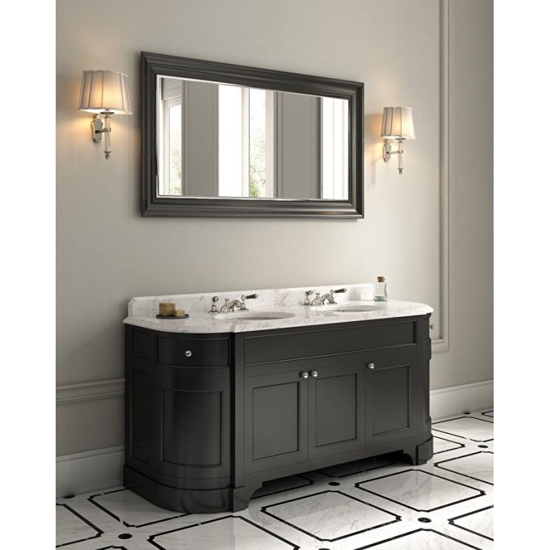 Double Season Vanity Unit With Top in White Carrara Marbre L180xH94xD61,2 with lacquer Dark Grey DEVON&DEVON - 1