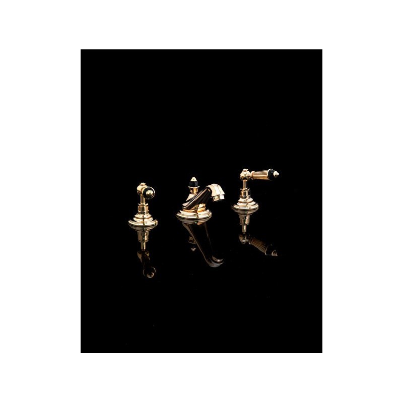 Black Diamond 3 Hole Bidet Set with Pop Up waste - Light Gold DEVON&DEVON - 1