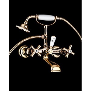 City Bath Shower Mixer Wall mounted with hose and handset - Light Gold DEVON&DEVON - 1