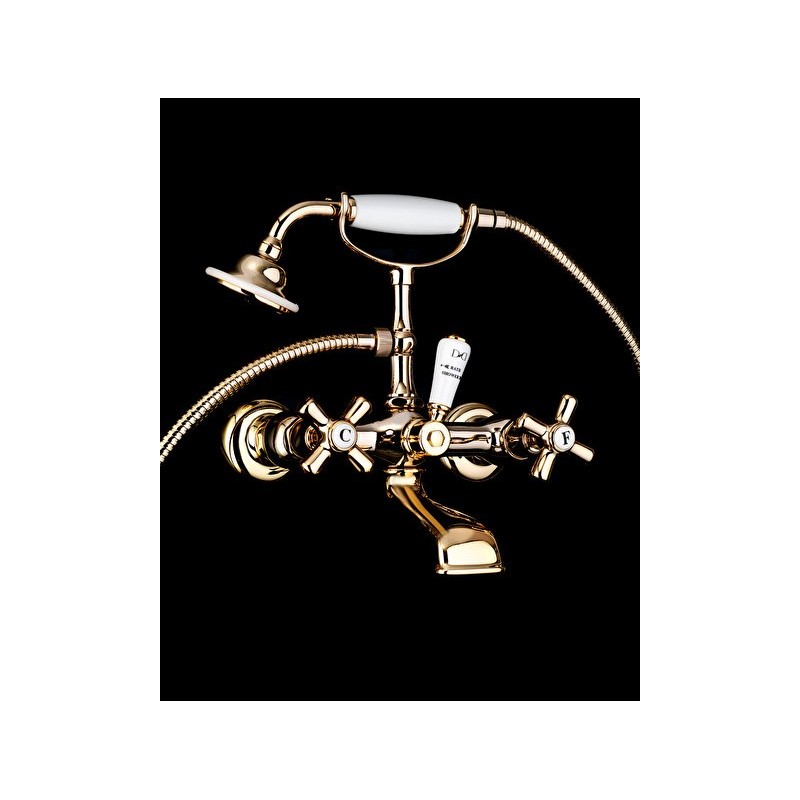 City Robinetterie pour Baignoire mural Avec Douchette et Flexible - en Or clair DEVON&DEVON - 1