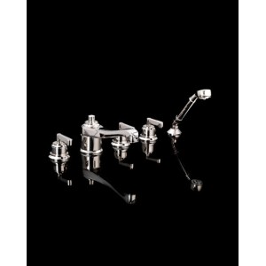 Manhattan Robinetterie pour baignoire pour montage au bord du Bassin 5 Trous,  avec Inverseur encastre et Douchette - Chrome DEV