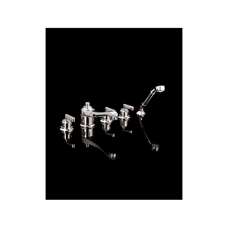 Manhattan Robinetterie pour baignoire pour montage au bord du Bassin 5 Trous,  avec Inverseur encastre et Douchette - Chrome DEV