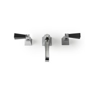 Vip Time Robinetterie pour Lavabo 3 trous avec tirette - Leviers en Laiton Finition Brillante Noire (pvd) DEVON&DEVON - 1