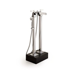 Vip Time Bath and Shower Mixer   with Free Standing Legs Handset and Hose - Brass Levers with a Matte White Finish DEVON&DEVON -