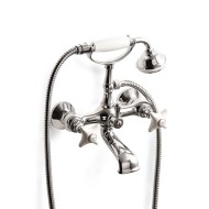 White Rose Bath Shower Mixer Wall mounted with hose and handset - Chrome DEVON&DEVON - 1