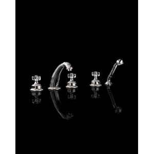 King Excelsior Groupe de bain pour rebord 5 trous, avec inverseur et douchette - Chrome DEVON&DEVON - 1