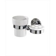 Cavendish Porta spazzolino con bicchiere e porta spazzolini in ceramica L17,2xH8,8xD10 con finitura Cromo DEVON&DEVON - 1