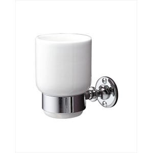 First Class Porta spazzolino con bicchiere in ceramica L6,8xH10xD10,4 con finitura Cromo DEVON&DEVON - 1