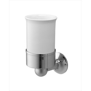 New York Porta spazzolino con bicchiere in ceramica L7,1xH15xD10 con finitura Cromo DEVON&DEVON - 1