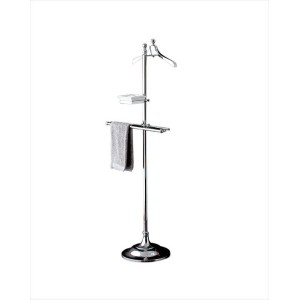Single Towel holder with ceramic object holder on pedestal L60xH162,5xD33,1 with Chrome finish DEVON&DEVON - 1