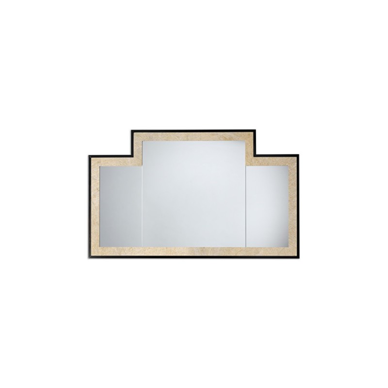 Frame Mirrors Vogue 2 Spiegel Glaenzed Schwarz Lackiert L130xH77xD2 mit Innenrahmen in Antik Aluminiumfolie DEVON&DEVON - 1
