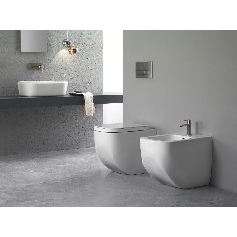 NEXT Bidet AM BODE 1 Loch OHNE SEITLICHE LOECHER PURE FIX  WEISS MATT  360x560 Hatria 