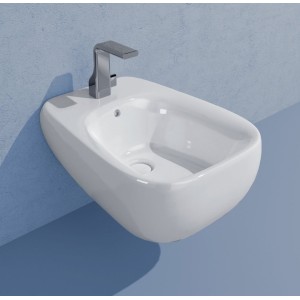 BIDET SUSPENDU MURAL BLANC FLUO UN TROU Ceramica Flaminia