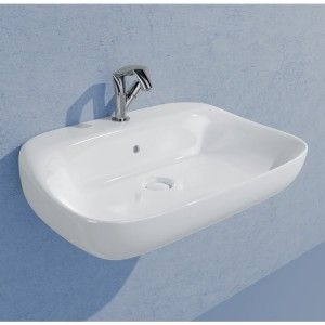 A poser / suspendu LAVABO60 BLANC FLUO avec plage de robinetterie Ceramica Flaminia
