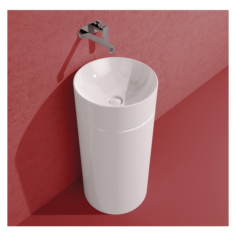 LAVABO A COLONNA  MONOTWIN SLIM  BIANCO  A APRETE  Ceramica Flaminia 