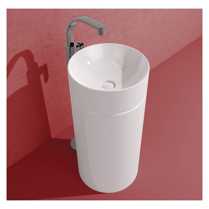 MONOTWIN SLIM WHITE  FREESTANDING COLUMN WASHBASIN - Ceramica Flaminia 