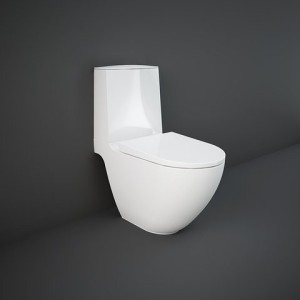 MONOBLOC WC Adossé au mur FIXATIONS CACHÉES SANS BORD 64x38x42cm + CISTERN Rak Ceramics