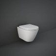 Matt White RIMLESS wall hung WC 52x36x32 cm + SEAT COVER FEELING  Rak Ceramics
