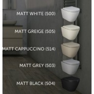 Matt White RIMLESS wall hung WC 52x36x32 cm + SEAT COVER FEELING  Rak Ceramics