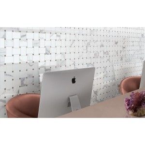 Statuario Bianco Contrasti Bianco Levigato con Tozz. Piombo Mosaico 30x30 - Cerdomus 72803 CERDOMUS - 1