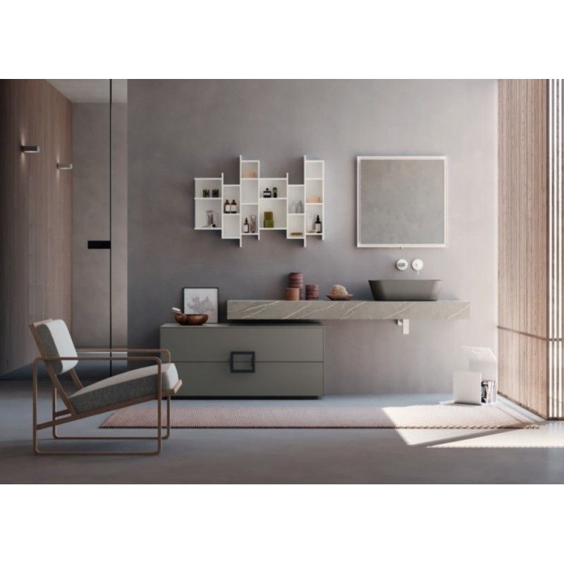 Mobile Bagno Composizione LIME 0 180cm Laccato Grigio Londra Opaco - AZZURRA  Arredobagno AZZURRA GROUP - 1