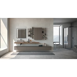 Bathroom cabinet Composition LIME 1.0 180cm Lacquered Argilla soft-touch - AZZURRA  Arredobagno AZZURRA GROUP - 1