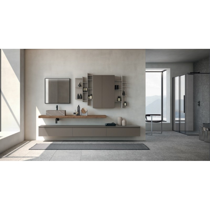 Mobile Bagno Composizione LIME 1.0 180cm Laccato Argilla soft-touch - AZZURRA  Arredobagno AZZURRA GROUP - 1