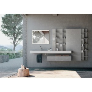 Bathroom cabinet Composition LIME 1.0 200cm Tecnoril Bianco Opaco - AZZURRA  Arredobagno AZZURRA GROUP - 1