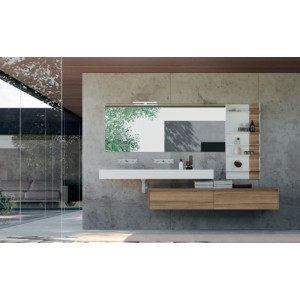 Bathroom cabinet Composition LIME 2.0 160cm Nobilitato Noce Tavola Antico chiaro - AZZURRA  Arredobagno AZZURRA GROUP - 1