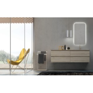 Bathroom cabinet Composition JEY 160cm Nobilitato Paulownia Seppia - AZZURRA  Arredobagno AZZURRA GROUP - 1