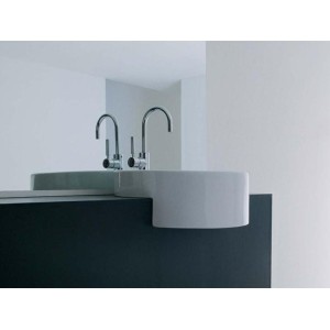 TWIN SET 52 LAVABO SEMI-ENCASTRÉ MONOTROU BLANC - Ceramica Flaminia