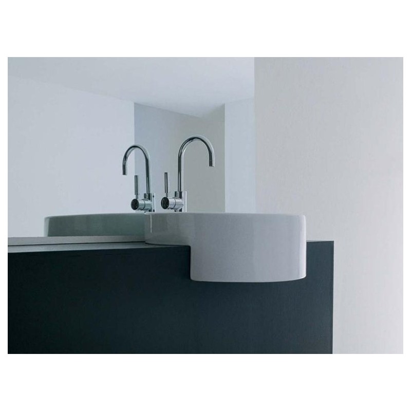 LAVABO TWIN SET 52 BIANCO MONOFORO SEMINCASSO - Ceramica Flaminia 