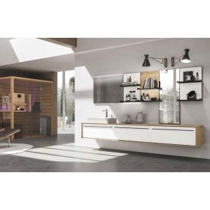 Bathroom Mobile Suite H200xW274,2xP52.5 cm Composition SUI 03 - Hafro - Geromin