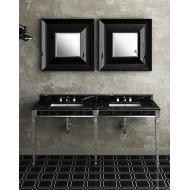 Mobile lavabo Double Claridge con piano in marmo Nero Marquinha e base in metallo cromato L180xH94xP51 DEVON&DEVON - 1