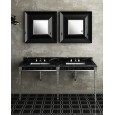 Mobile lavabo Double Claridge con piano in marmo Nero Marquinha e base in metallo cromato L180xH94xP51 DEVON&DEVON - 1