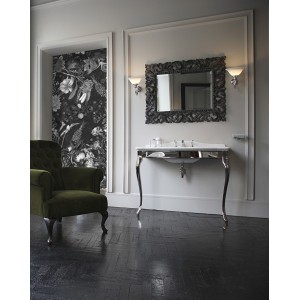 Jacqueline Console porte lavabo avec plan en marbre blanc de carrare et Structure Metallique Chrome L108xH93,5xD58,2 DEVON&DEVON
